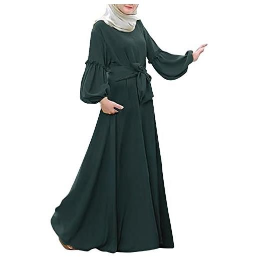 Bluelucon kaftan donna lungo arabo dubai hijab matrimonio abaya set lungo elegante dubai caftano abito per ramadan pregare vestiti per le donne musulmani, verde, xxl