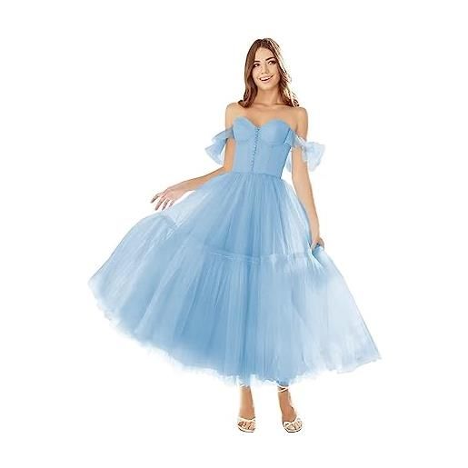 Generic teens tulle homecoming dress sexy off the shoulder sweetheart prom dresses a line tea length formal cocktail party gowns