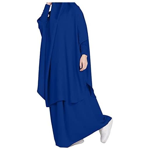 Bluelucon abbigliamento da preghiera per le donne islam set hijab set burka abaya abito porta teset giyim ramadan eid vita quotidiana regali musulmani per le donne, bianco, taglia unica