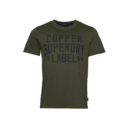 Superdry vintage copper label tee camicia, chive green, s uomo