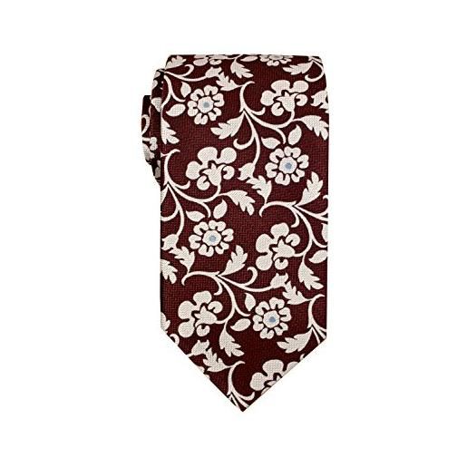 Remo Sartori - elegante cravatta in pura seta a fiori bordeaux, made in italy, uomo