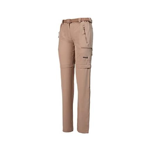 Izas - pantaloni trekking donna - pantaloni convertibili zip off - tecnologia dry fit espelle sudore e mantiene asciutti - tessuto impermeabile elasticizzato - asciugatura rapida - blois beige - 2xl
