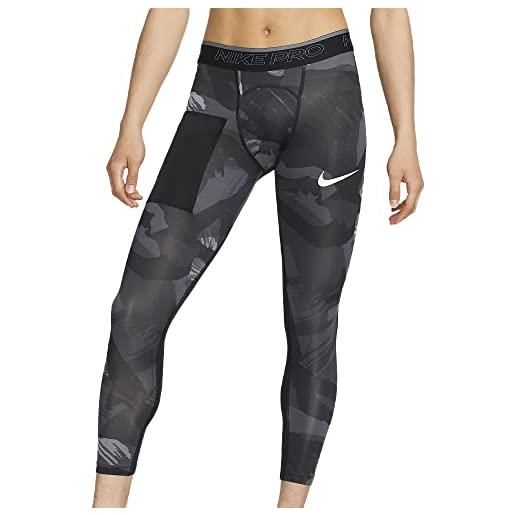 Nike leggings camouflage nero/grigio uomo pro, nero , m