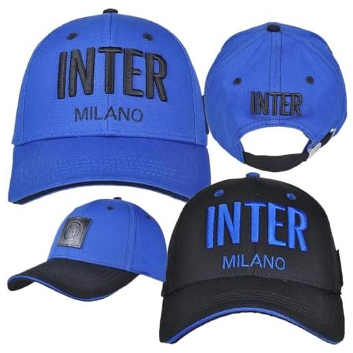 Generico cappellino baseball inter con scritta ricamata in rilievo cappellini calcio nero azzurri internazionale 37160