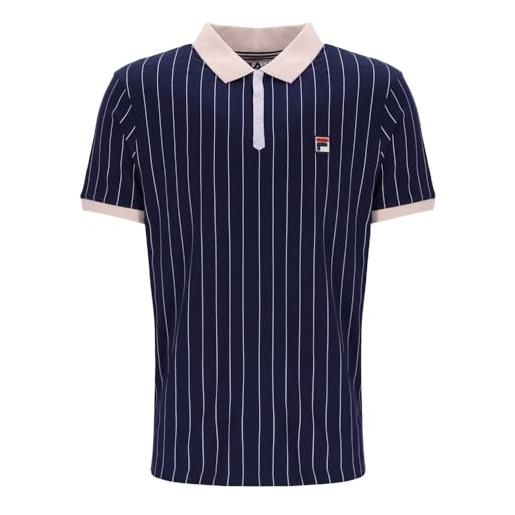 Fila bb1 classic striped polo shirt navy/peach whip/thistle-l