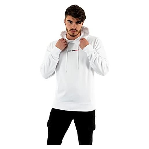 Tommy Jeans tjm straight logo hoodie felpa con cappuccio, white htr, m uomo
