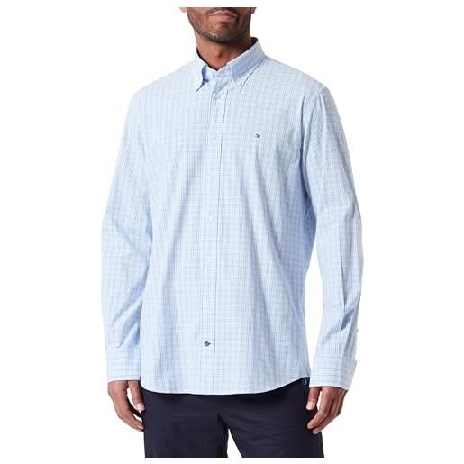 Tommy Hilfiger camicia uomo business check shirt regular fit, multicolore (optic white / ultra blue / multi), 42