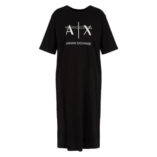 Armani Exchange tessuto organico, logo t-dress abbigliamento casual, nero, m donna