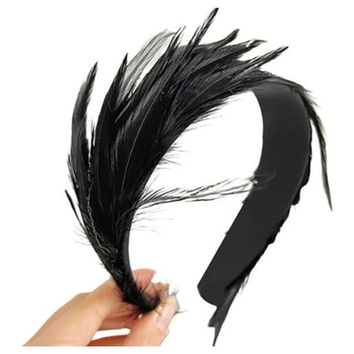 Ranuw cerchietto per capelli con piume colorate per feste e matrimoni, accessorio per capelli per feste e cosplay