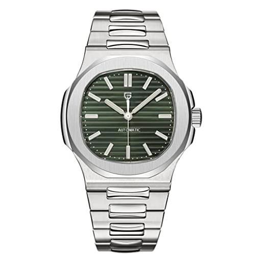 Pagani Design 1728 orologio meccanico automatico da uomo di lusso zaffiro sintetico pieno acciaio inossidabile impermeabile luminoso casual sportivo orologio da polso, verde