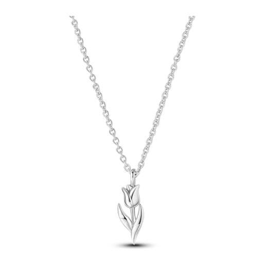 NARMO collana per le donne 925 argento sterling tulipano fiore pendente collana dainty collana gioielli regali