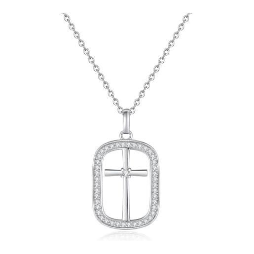 GAVU collana con ciondolo croce in argento 925 da donna collana croce donna con ciondolo croce cristiana