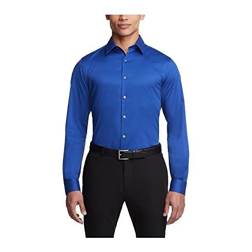 Van Heusen camicia aderente elasticizzata con colletto flessibile elegante, blu reale, 18 collo 32-33 manica uomo