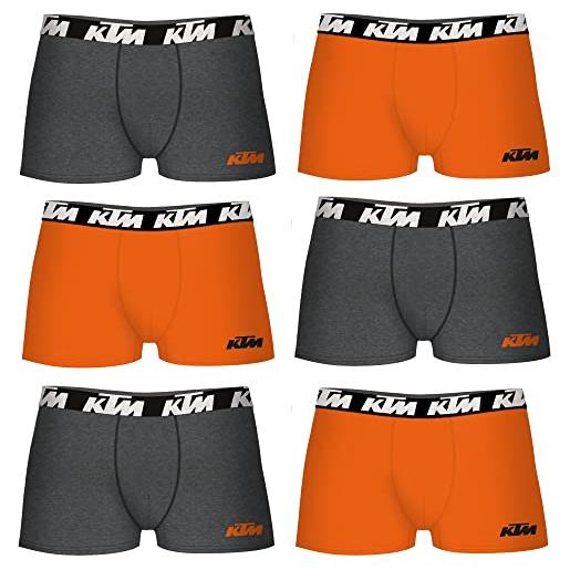 KTM l- set di 6 boxer arancione e grigio scuro pantaloncino, multicolore, l uomo