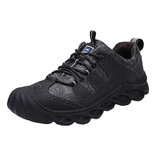 Willsky scarpe da trekking impermeabili da uomo leggero walking sneakers vita bassa in pelle lace-up antiscivolo indossabile casual outdoor, nero, 38eu