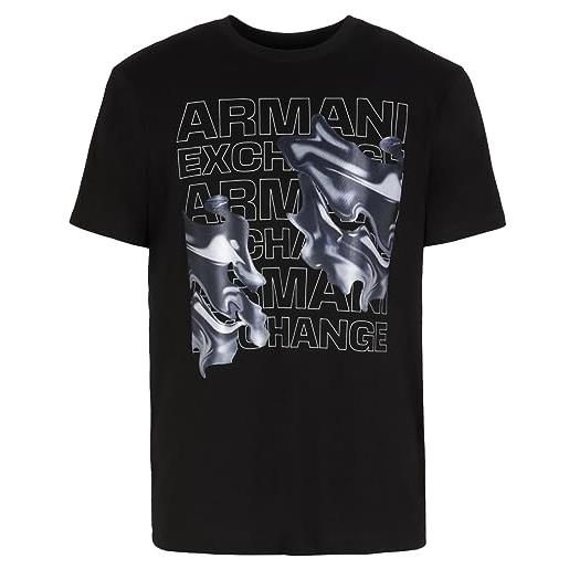 Armani Exchange regular fit large logo graphic tee t-shirt, nero, m uomo