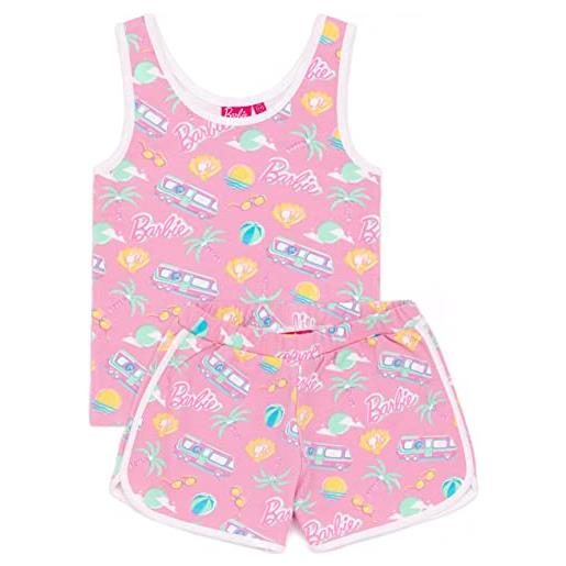 Barbie girls 2 piece co-ord | gilet rosa bambino e pantaloncini set | palm trees sunglasses summer daywear abbigliamento merchandising