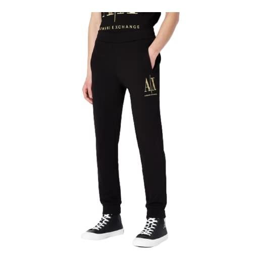ARMANI EXCHANGE icona, gamba con risvolto, logo oro laterale, pantaloni, pantaloni casual uomo, nero, xxl