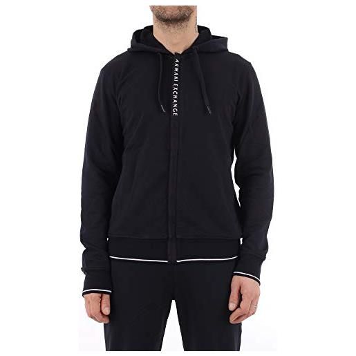 Armani exchange logo zipper full zip hooded sweatshirt, felpa con cappuccio, 