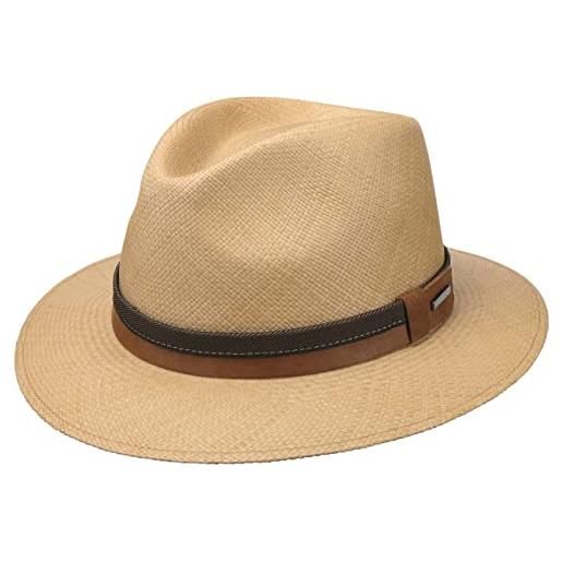 Stetson cappello panama vermaron traveller uomo - made in ecuador da sole estivo paglia con fascia pelle, pelle primavera/estate - l (58-59 cm) natura