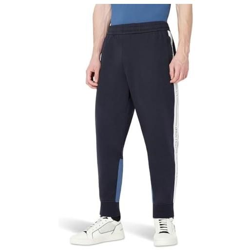 ARMANI EXCHANGE pantaloni in pile con logo colorblock, pantaloni casual uomo, blue, xxl