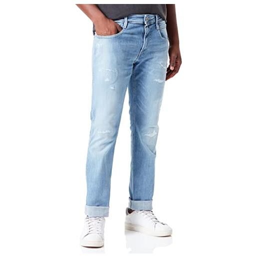 Replay anbass aged jeans, 010 light blue, 36w x 34l uomo