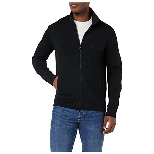 ARMANI EXCHANGE logo in rilievo sul davanti, zip e tasche frontali, cardigan sweater uomo, nero, xs