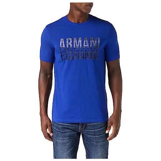 ARMANI EXCHANGE slim fit large petto logo tee t-shirt, ultramarine, s uomo