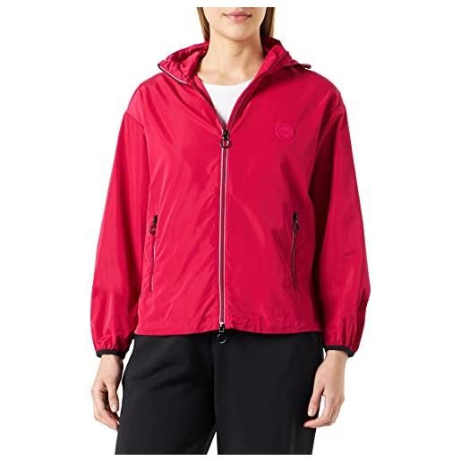 ARMANI EXCHANGE essential, zip e cappuccio nascosta, toppa circolare con logo, giacca a vento donna, rosso (fioritura), xl