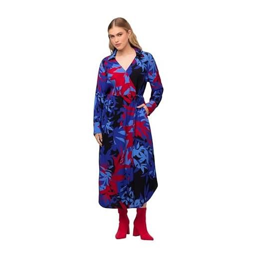 Ulla popken vestito stampa floreale abiti, blu titanio, 52-54 donna