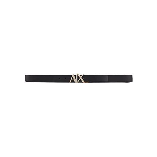 Armani Exchange gold ax buckle reversible hinge belt cintura, nero/blu navy, 34 uomo