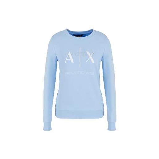 Armani Exchange felpa da donna milano edition con scollo rotondo, blue river, xs, blue river, xs