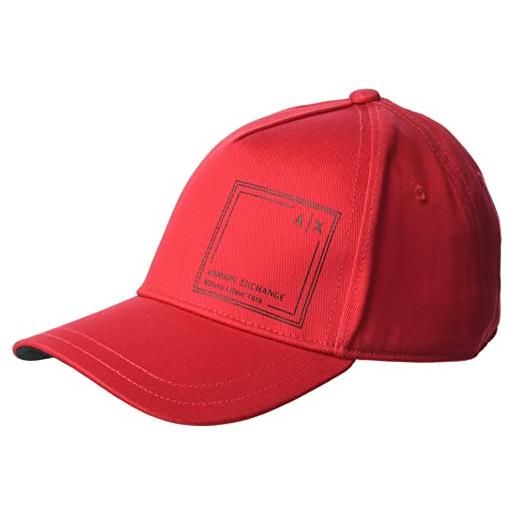ARMANI EXCHANGE logo quadrato sostenibile, cappellino uomo, rosso - lipstick red, tu