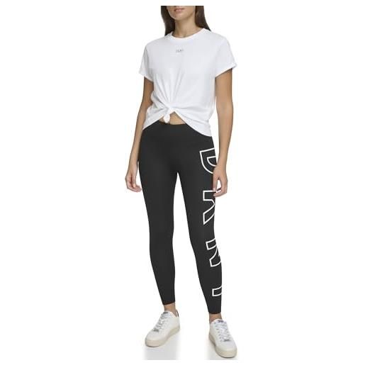 DKNY high waist 7/8 explorer leggings, white, xl da donna
