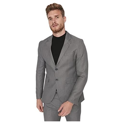 Trendyol cappotto da uomo con risvolto testurizzato regular giacca, grigio, 50, grigio