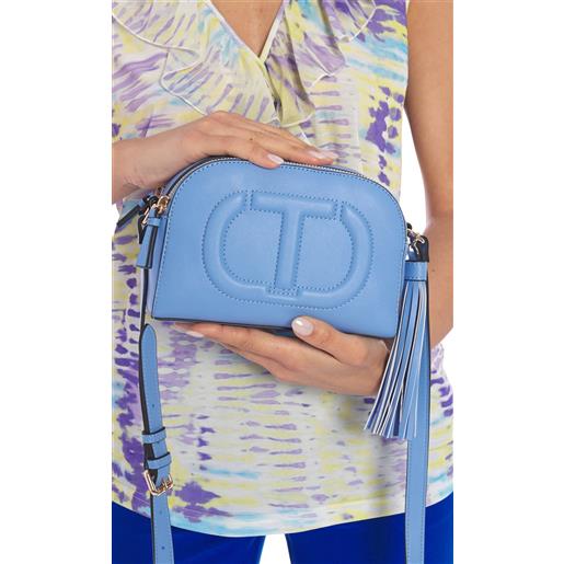 TWINSET borsetta camera TWINSET con logo e nappa, colore azzurro