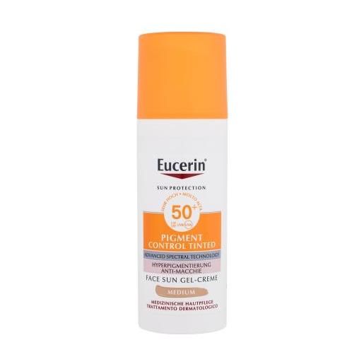 Eucerin sun protection pigment control tinted gel-cream spf50+ crema gel abbronzante e tonificante contro le macchie di pigmento 50 ml tonalità medium per donna