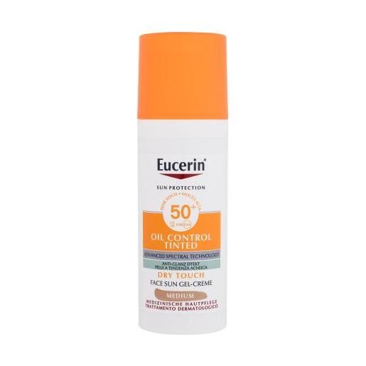 Eucerin sun oil control tinted dry touch sun gel-cream spf50+ crema viso in gel con protezione solare colorata 50 ml tonalità medium unisex