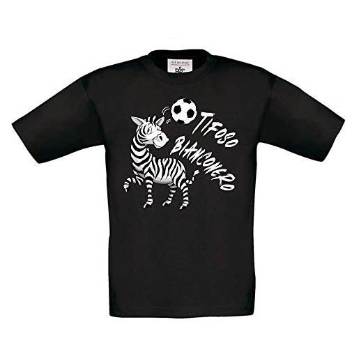 DND DI D'ANDOLFO CIRO t-shirt maglia bambino e bambina tifoso bianconero calcio j u v e, stampata direttamente su tessuto (1/2 anni, nero)