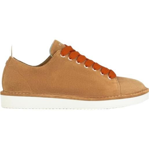 Panchic scarpa p01 in suede cuoio con lacci arancio