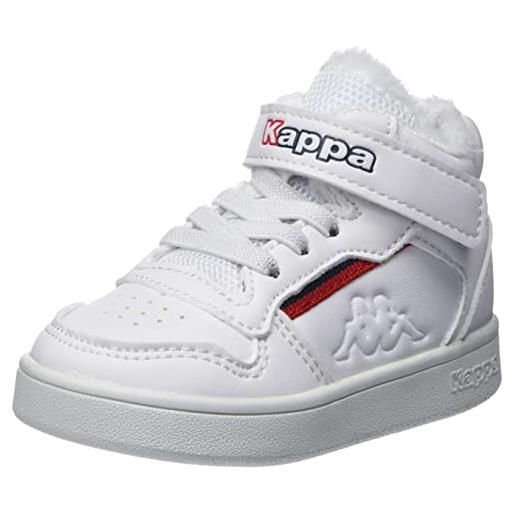 Kappa mangan ii ice m, scarpe da ginnastica unisex-bambini, nero/rosso, 22 eu