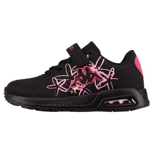 Kappa codice stile: 261049flk harlem emb fl k girls, scarpe da ginnastica unisex-bambini, nero rosa, 32 eu
