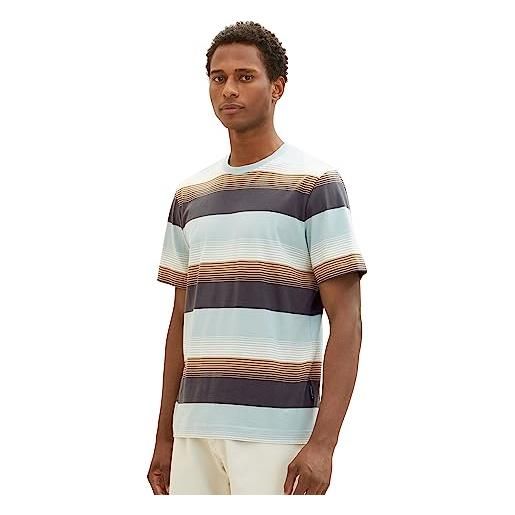 TOM TAILOR strisce annodate t-shirt da con righe a banda, 32493-striscia blu multi gradiente, s uomo