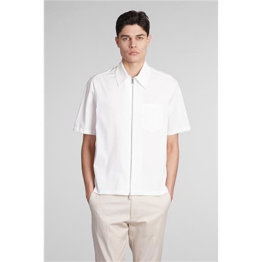 Low Brand camicia shirt zip s143 in cotone bianco