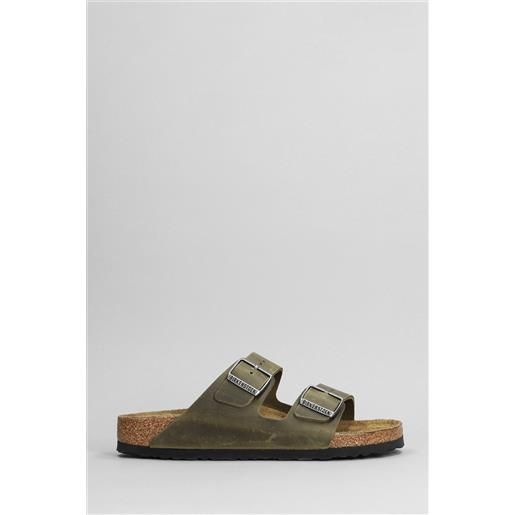 Birkenstock sandali flats arizona in pelle khaki