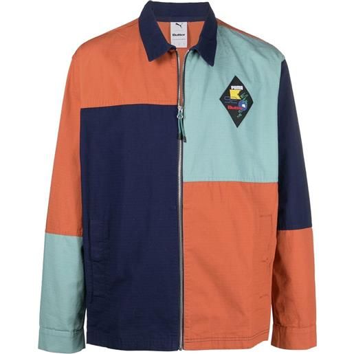 PUMA giacca-camicia con design color-block - blu