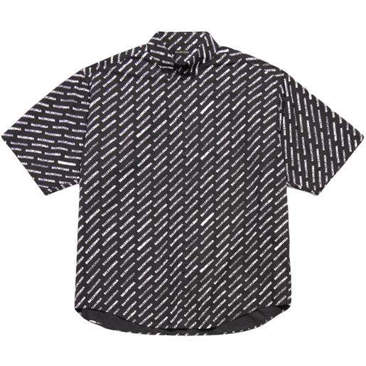 Balenciaga camicia stencil a maniche corte con stampa - nero