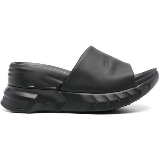 Givenchy sandali slides con logo goffrato - nero