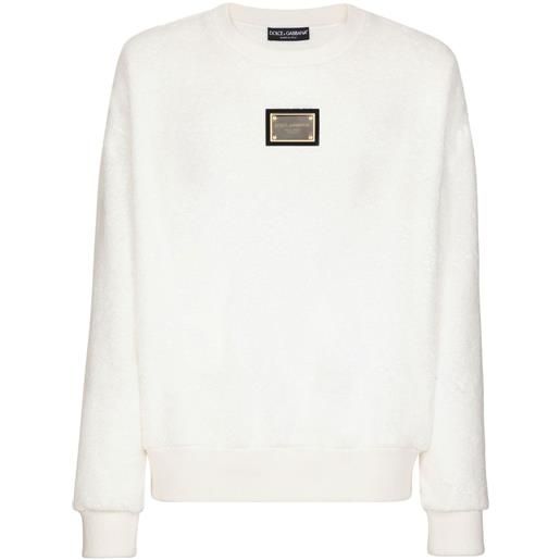 Dolce & Gabbana felpa con placca logo - bianco