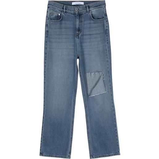 Rokh jeans dritti con effetto vissuto - blu